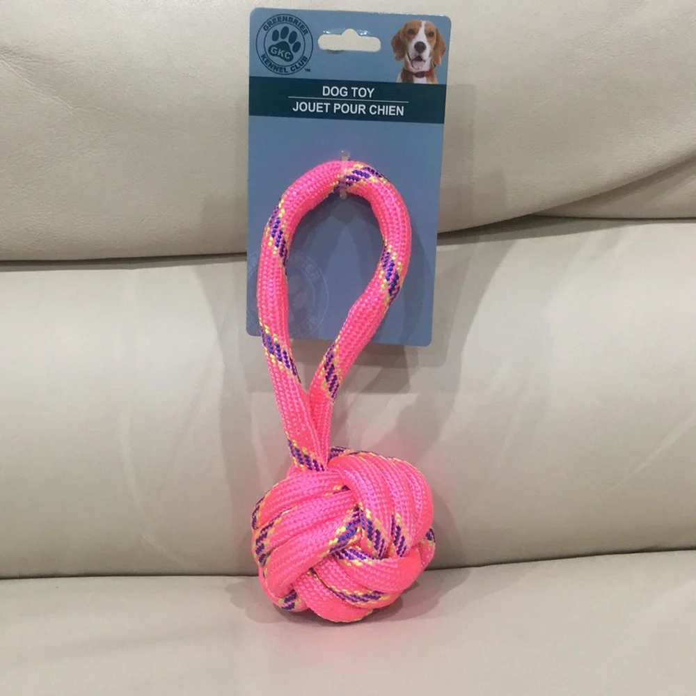 NWT Dog Rope Knot Toy Pink Blue Yellow
